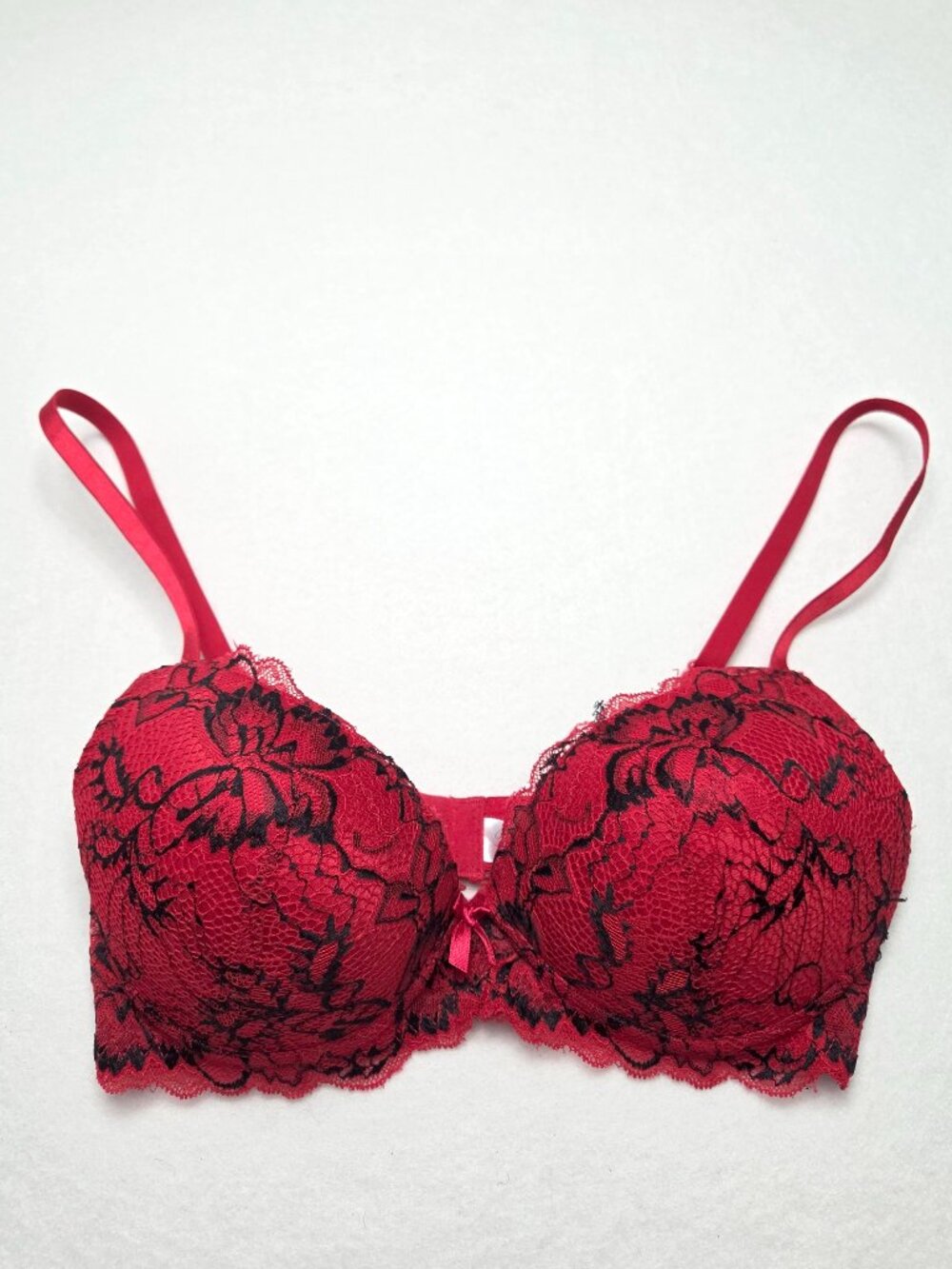 Prima Valentina Women's Red Black Floral Lace Padded Underwire Bra Size 34C